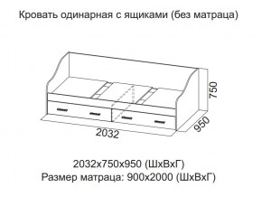 Кровать одинарная с ящиками (Без матраца 0,9*2,0) в Чернушке - chernushka.магазин96.com | фото